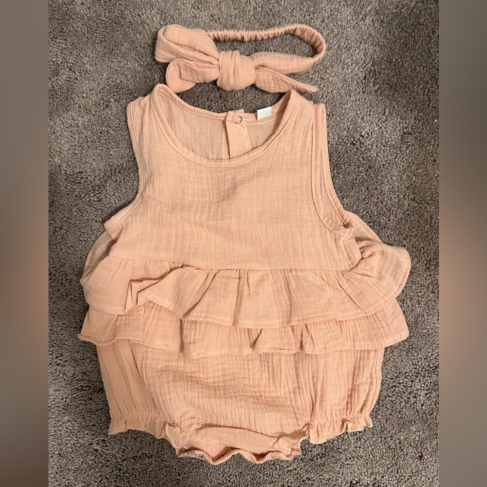 Blush Baby Romper with Headband